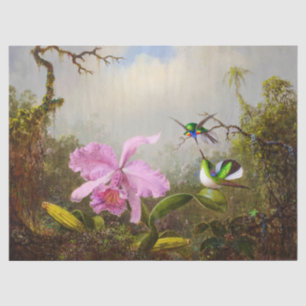 Cattleya Orchid with Two Brazilian Hummingbirds Tissue Paper