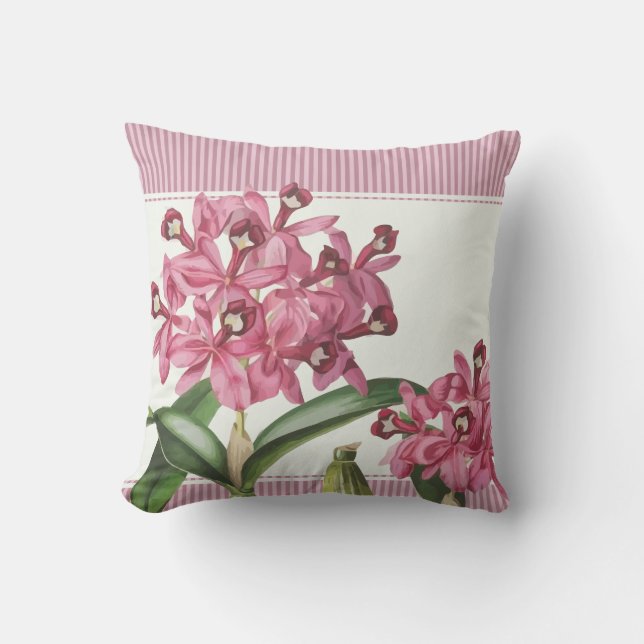 Cattleya Pink Orchid Throw Pillow (Front)