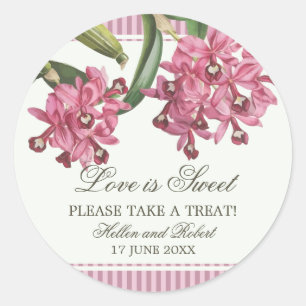 Cattleya Pink Orchid Wedding Favour Classic Round Sticker