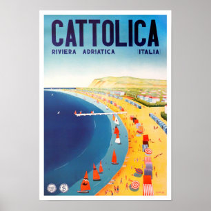 Cattoilica Italy vintage travel Poster