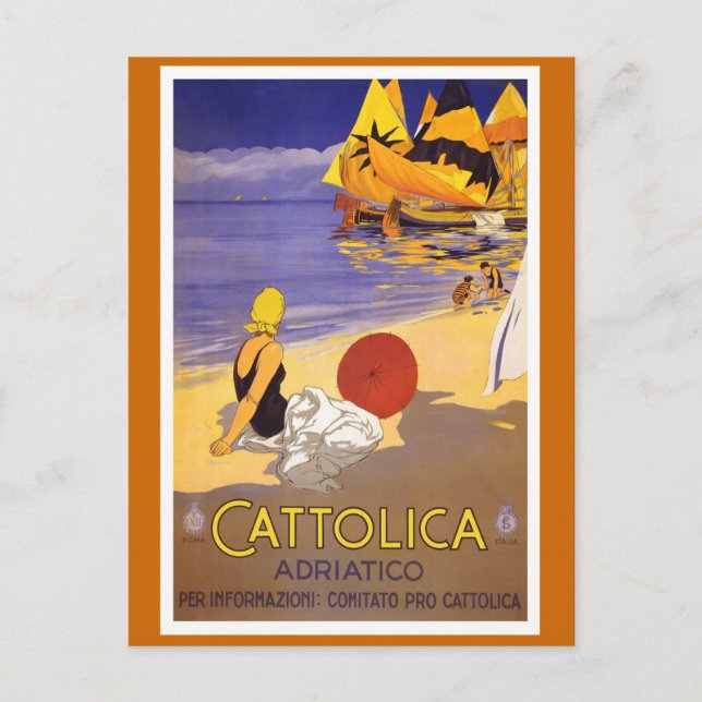 "Cattolica" Vintage Italian Travel Poster Postcard (Front)
