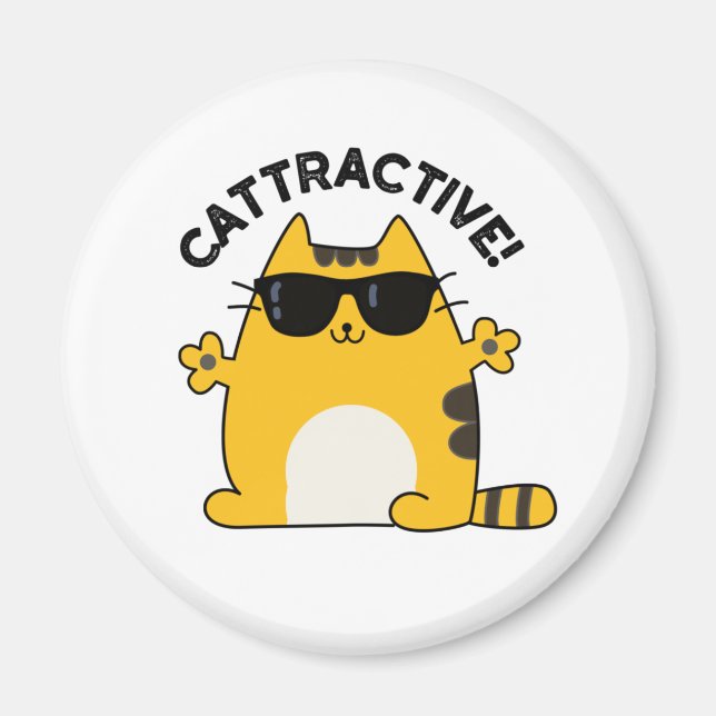 Cattractive Funny Attractive Cat Pun Magnet (Front)