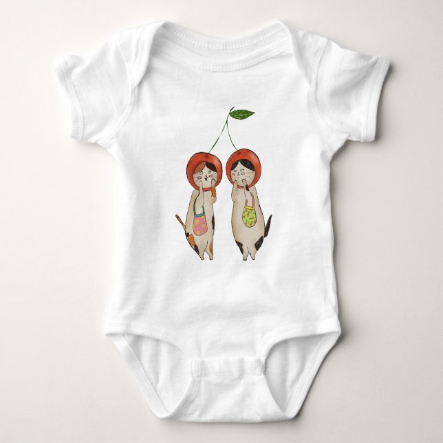 Catty Cherries Baby Bodysuit (Front)