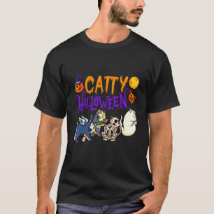 Catty Halloween Cat Halloween Ghost Cat Apparel 4 T-Shirt