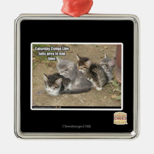 Caturday Conga Line Metal Ornament