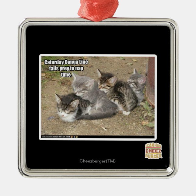 Caturday Conga Line Metal Ornament (Front)