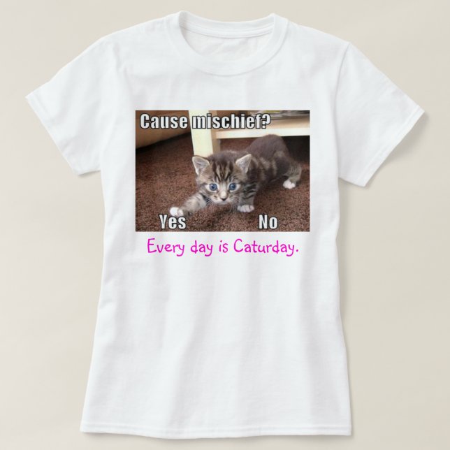 Caturday Mischief T-Shirt (Design Front)
