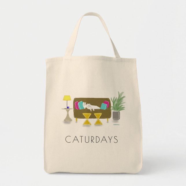 'CATURDAYS' Grocery Tote Bag (Front)
