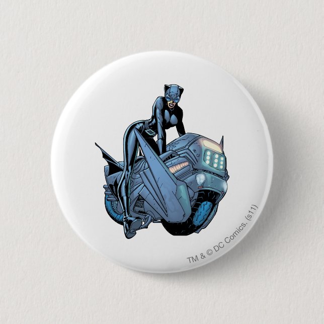Catwoman and bike 2 inch round button (Front)