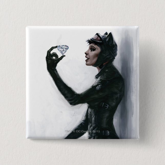 Catwoman Illustration 2 Inch Square Button (Front)