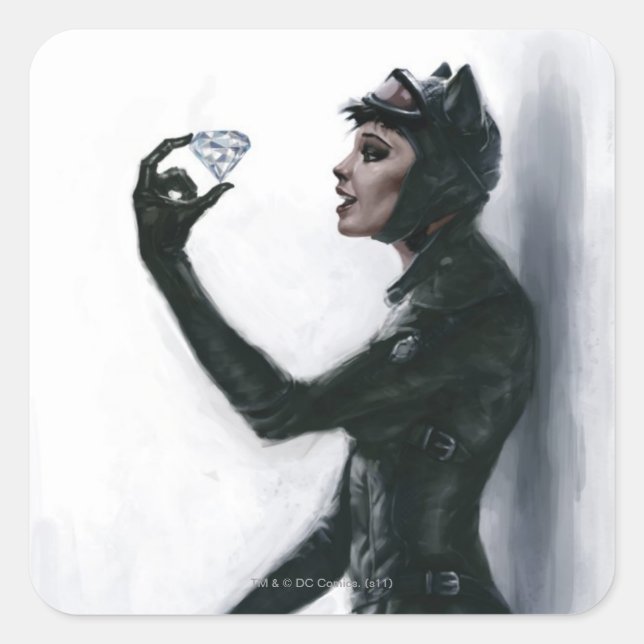 Catwoman Illustration Square Sticker (Front)