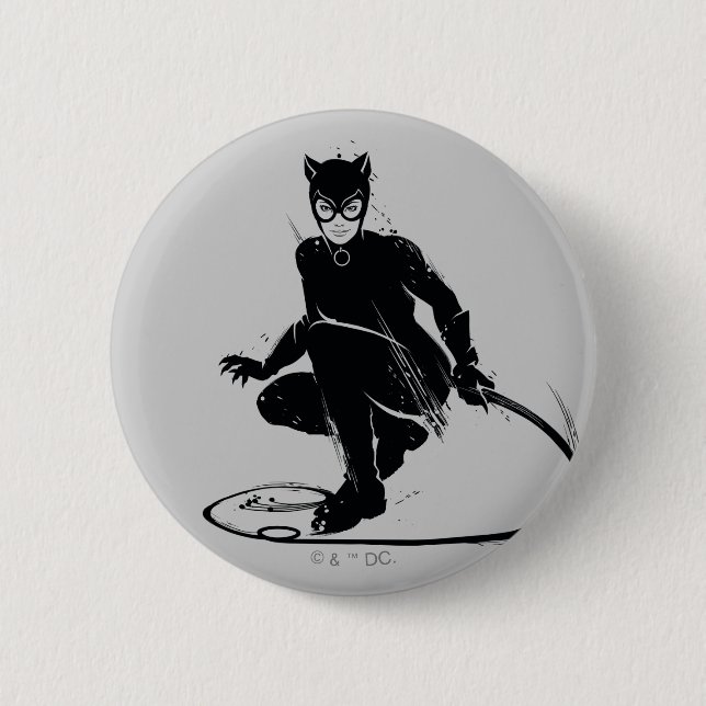 Catwoman Ink Brush Pose 2 Inch Round Button (Front)