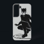 Catwoman Ink Brush Pose Samsung Galaxy Case<br><div class="desc">This striking graphic captures Catwoman in her element, showcasing her agility and stealth as she prepares for action. The illustration is rendered in bold black and white, emphasizing the sleekness of her costume and the dynamic movement of her pose. Catwoman is depicted crouching with a whip coiled at her side,...</div>