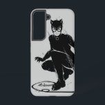 Catwoman Ink Brush Pose Samsung Galaxy Case<br><div class="desc">This striking graphic captures Catwoman in her element, showcasing her agility and stealth as she prepares for action. The illustration is rendered in bold black and white, emphasizing the sleekness of her costume and the dynamic movement of her pose. Catwoman is depicted crouching with a whip coiled at her side,...</div>