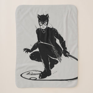 Catwoman Ink Brush Pose Sherpa Blanket