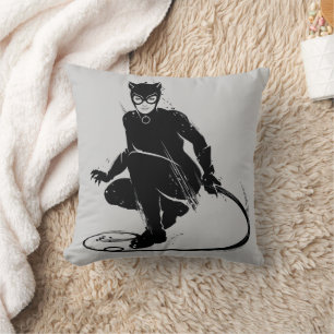 Catwoman Ink Brush Pose Throw Pillow