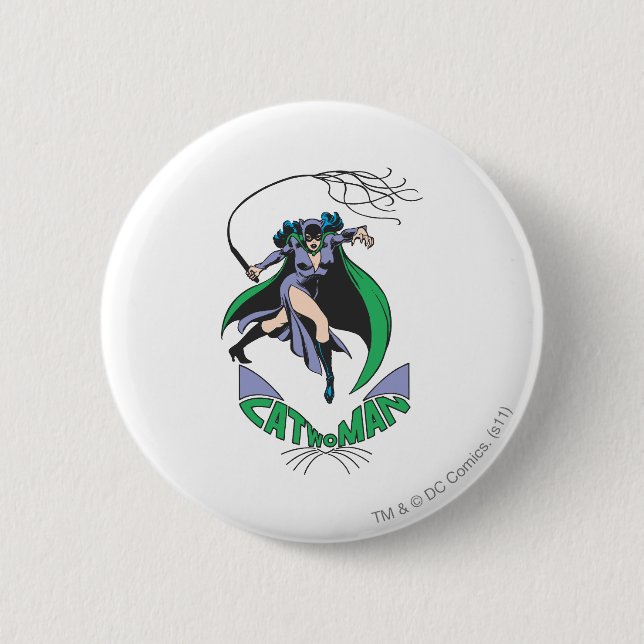 Catwoman & Logo Green 2 Inch Round Button (Front)