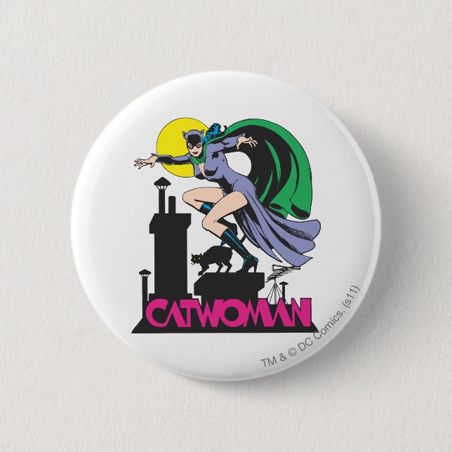Catwoman & Pink Name 2 Inch Round Button (Front)