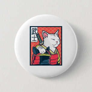 Catzilla Ancient Japanese Cat Art Vintage Ninja T  2 Inch Round Button