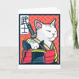 Catzilla Ancient Japanese Cat Art Vintage Ninja T  Card