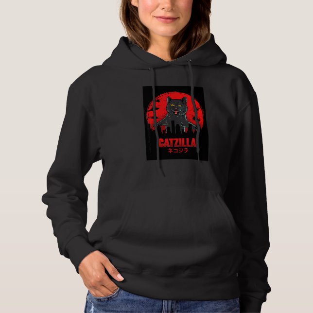 Catzilla  Cat Apparel Cat  Feline Kitten Kitty Hoodie (Front)