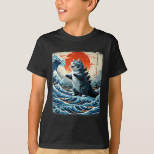 Catzilla Cat Japanese Art Funny Cat Adventure 0hok T-Shirt