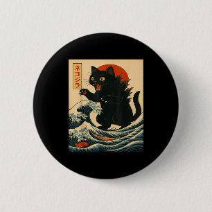 Catzilla Cat Japanese Art Funny Cat For Men Women  2 Inch Round Button