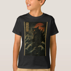Catzilla Cat Japanese Art Funny Cat For Men Women T-Shirt