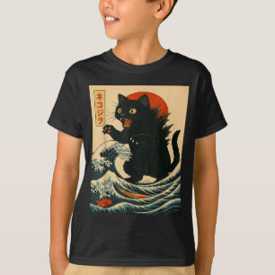 Catzilla Cat Japanese Art Funny Cat For Men Women  T-Shirt