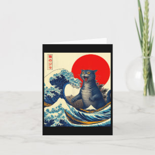 Catzilla Cat Japanese Art Funny Cat Gifts For Men  Card