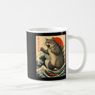 Catzilla Cat Japanese Art Funny Cat Gifts For Men Coffee Mug