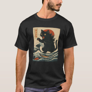 Catzilla Cat Japanese Art Funny Cat Gifts For Men T-Shirt