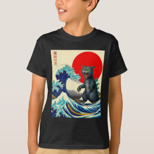 Catzilla Cat Japanese Art Funny Cat Gifts For Men T-Shirt