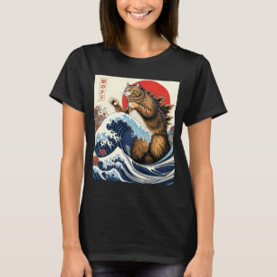 Catzilla Cat Japanese Art Funny Cat Gifts For Men T-Shirt