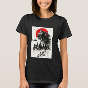 Catzilla Cat Japanese Art Funny Cat Gifts For Men T-Shirt