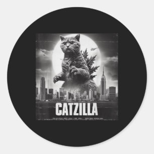 Catzilla Cat Japanese Art Funny  Classic Round Sticker