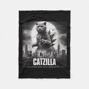 Catzilla Cat Japanese Art Funny Fleece Blanket