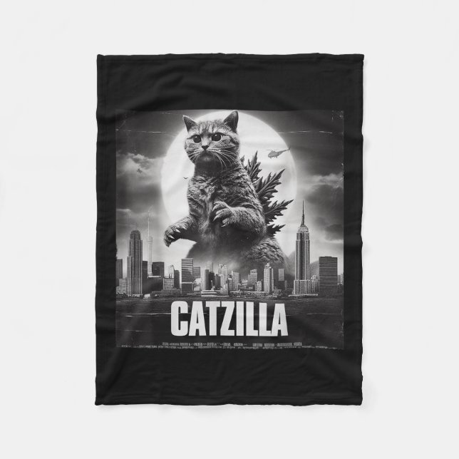 Catzilla Cat Japanese Art Funny  Fleece Blanket (Front)