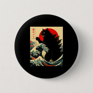 Catzilla Cat Japanese Art Funny For Men Women Boy  2 Inch Round Button