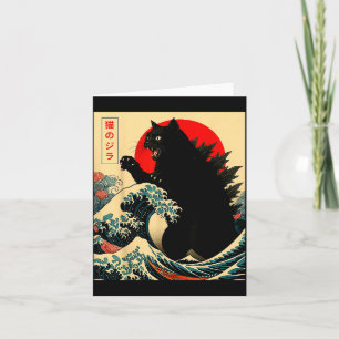 Catzilla Cat Japanese Art Funny For Men Women Boy  Card