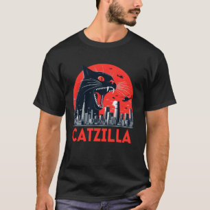 Catzilla Cat Japanese Art Funny Sunset Cat T-Shirt