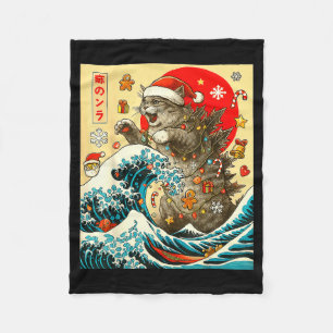 Catzilla Cat Japanese Art Funny Xmas For Men Women Fleece Blanket