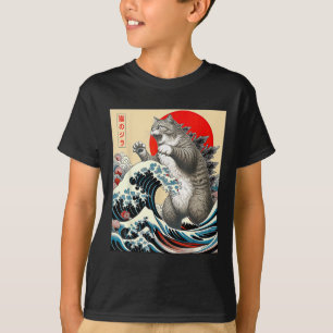 Catzilla Cat Japanese Art  T-Shirt