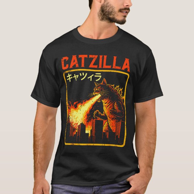 Catzilla Cat Monster Funny Japanese Parody Women M T-Shirt (Front)