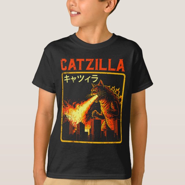 Catzilla Cat Monster Funny Japanese Parody Women M T-Shirt (Front)