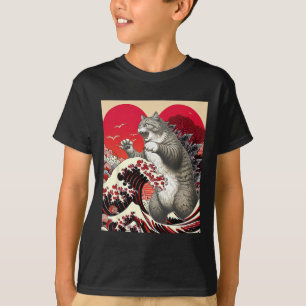 Catzilla Cat Valentine Japanese Art Funny Cat Gift T-Shirt
