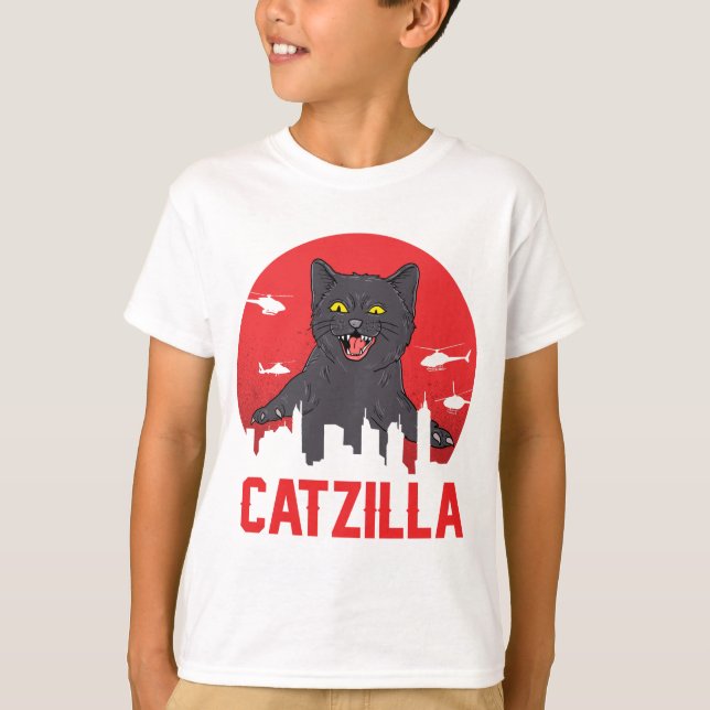 Catzilla & Chat Noir City-Theme de T-Shirt Designs (Devant)