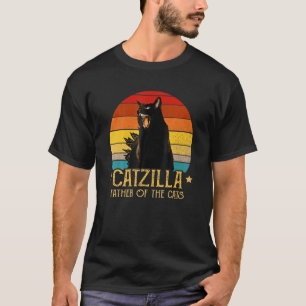 Catzilla Father Of He Cats Retro Vintage Sunset T-Shirt