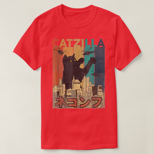 Catzilla Funny Cat Asian Design Fun Original T-Shirt (Design Front)