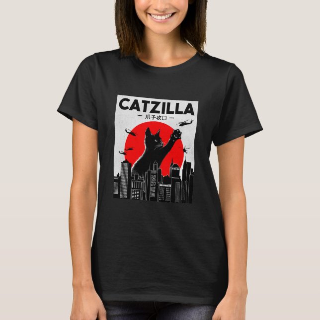 Catzilla Funny Cat Funny Cat Cat Lover T-Shirt (Front)